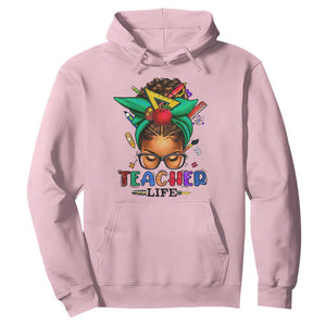 Black Teacher Life Messy Bun African American Educate Hoodie TS09 Light Pink Printyourwear