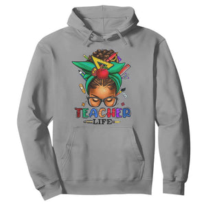Black Teacher Life Messy Bun African American Educate Hoodie TS09 Sport Gray Printyourwear