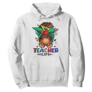 Black Teacher Life Messy Bun African American Educate Hoodie TS09 White Printyourwear