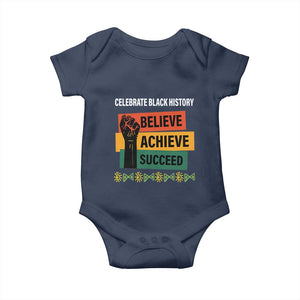 Black History Month Baby Onesie Believe Achieve Succeed African Americans TS09 Navy Print Your Wear