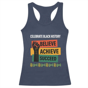 Black History Month Racerback Tank Top Believe Achieve Succeed African Americans TS09 Navy Print Your Wear