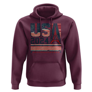USA Eiffel Tower 2024 Hoodie Patriotic Sports Supporter Souvenir TS09 Maroon Print Your Wear