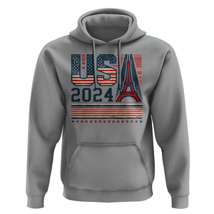 USA Eiffel Tower 2024 Hoodie Patriotic Sports Supporter Souvenir TS09 Sport Gray Print Your Wear