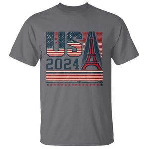 USA Eiffel Tower 2024 T Shirt Patriotic Sports Supporter Souvenir TS09 Charcoal Print Your Wear