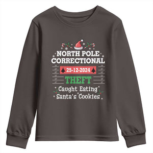 Funny Christmas Family Matching Youth Sweatshirt North Pole Correctional Theft TS09 Dark Chocolate Print Your Wear
