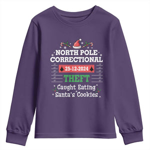 Funny Christmas Family Matching Youth Sweatshirt North Pole Correctional Theft TS09 Purple Print Your Wear
