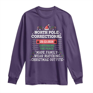 Funny Christmas Family Matching Long Sleeve Shirt North Pole Correctional Disturbing The Peace TS09 Purple Print Your Wear