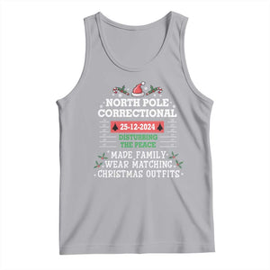 Funny Christmas Family Matching Tank Top North Pole Correctional Disturbing The Peace TS09 Athletic Heather Print Your Wear