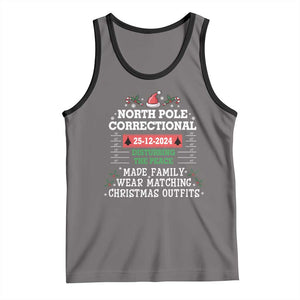Funny Christmas Family Matching Tank Top North Pole Correctional Disturbing The Peace TS09 Deep Heather Black Print Your Wear