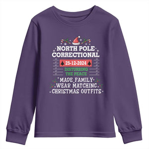 Funny Christmas Family Matching Youth Sweatshirt North Pole Correctional Disturbing The Peace TS09 Purple Print Your Wear