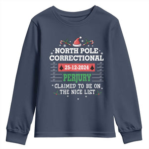 Funny Christmas Family Matching Youth Sweatshirt North Pole Correctional Perjury TS09 Navy Print Your Wear