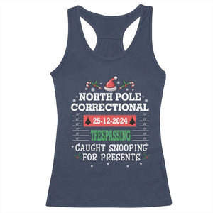 Funny Christmas Family Matching Racerback Tank Top North Pole Correctional Trespassing TS09 Navy Print Your Wear