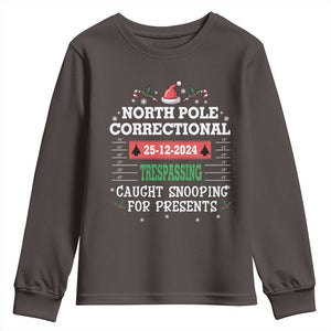 Funny Christmas Family Matching Youth Sweatshirt North Pole Correctional Trespassing TS09 Dark Chocolate Print Your Wear