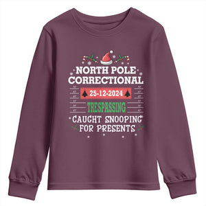 Funny Christmas Family Matching Youth Sweatshirt North Pole Correctional Trespassing TS09 Maroon Print Your Wear