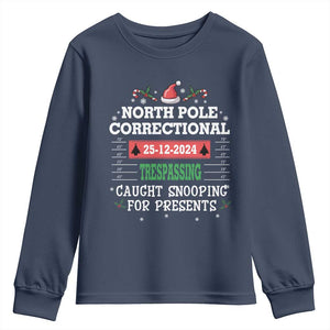 Funny Christmas Family Matching Youth Sweatshirt North Pole Correctional Trespassing TS09 Navy Print Your Wear