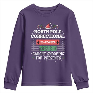 Funny Christmas Family Matching Youth Sweatshirt North Pole Correctional Trespassing TS09 Purple Print Your Wear