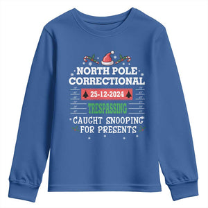 Funny Christmas Family Matching Youth Sweatshirt North Pole Correctional Trespassing TS09 Royal Blue Print Your Wear