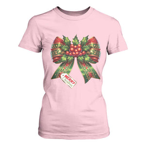 Funny Christmas Bow Present Costume T Shirt For Women TS09 Light Pink Print Your Wear