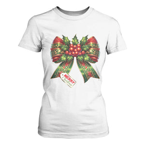 Funny Christmas Bow Present Costume T Shirt For Women TS09 White Print Your Wear