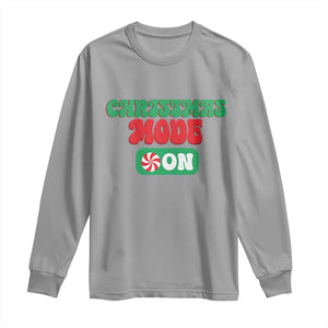 Funny Christmas Mode On Long Sleeve Shirt TS09 Sport Gray Print Your Wear