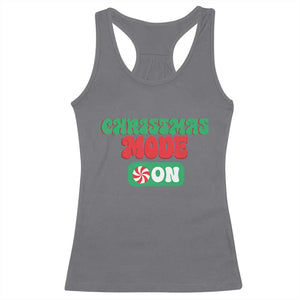 Funny Christmas Mode On Racerback Tank Top TS09 Charcoal Print Your Wear