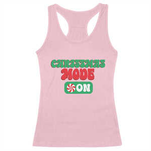 Funny Christmas Mode On Racerback Tank Top TS09 Light Pink Print Your Wear