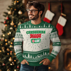 Funny Christmas Mode On Ugly Christmas Sweater TS09 Green Print Your Wear