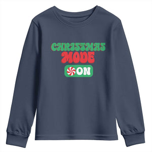 Funny Christmas Mode On Youth Sweatshirt TS09 Navy Print Your Wear