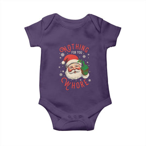 Funny Christmas Baby Onesie Nothing For You Whore Santa Middle Finger TS09 Purple Print Your Wear