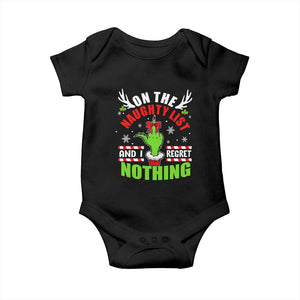 Funny Christmas Baby Onesie On The List Of Naughty And I Regret Nothing TS09 Black Print Your Wear