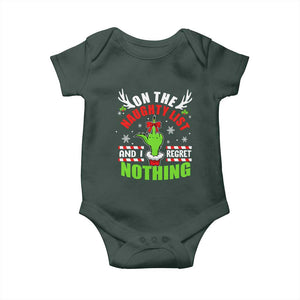 Funny Christmas Baby Onesie On The List Of Naughty And I Regret Nothing TS09 Print Your Wear