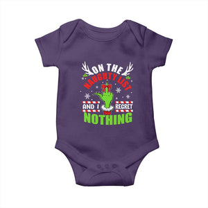 Funny Christmas Baby Onesie On The List Of Naughty And I Regret Nothing TS09 Purple Print Your Wear