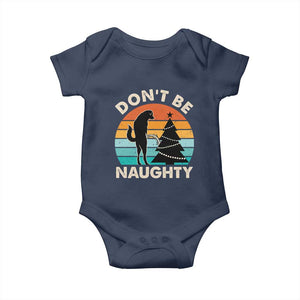 Funny Xmas Baby Onesie Don't Be Naughty Dog Peeing Christmas Tree TS09 Navy Print Your Wear