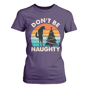 Funny Xmas T Shirt For Women Don't Be Naughty Dog Peeing Christmas Tree TS09 Purple Print Your Wear