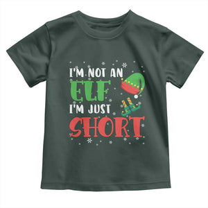 Funny Christmas Baby Shirt Im Not An Elf Just Short TS09 Dark Forest Green Print Your Wear