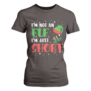 Funny Christmas T Shirt For Women Im Not An Elf Just Short TS09 Dark Chocolate Print Your Wear