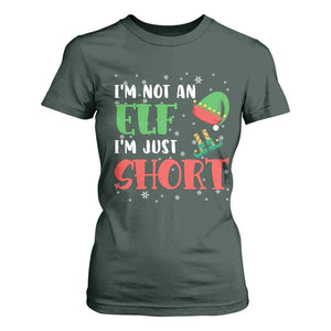 Funny Christmas T Shirt For Women Im Not An Elf Just Short TS09 Dark Forest Green Print Your Wear