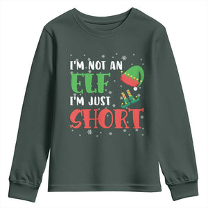 Funny Christmas Youth Sweatshirt Im Not An Elf Just Short TS09 Dark Forest Green Print Your Wear