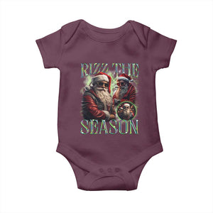 Funny Christmas Santa Baby Onesie Rizz The Season Cool Santa TS09 Maroon Print Your Wear