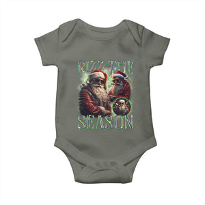 Funny Christmas Santa Baby Onesie Rizz The Season Cool Santa TS09 Military Green Print Your Wear