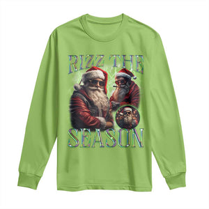 Funny Christmas Santa Long Sleeve Shirt Rizz The Season Cool Santa TS09 Lime Print Your Wear