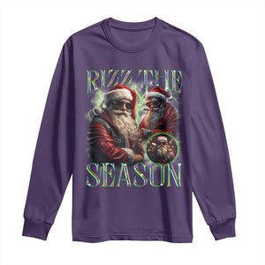 Funny Christmas Santa Long Sleeve Shirt Rizz The Season Cool Santa TS09 Purple Print Your Wear