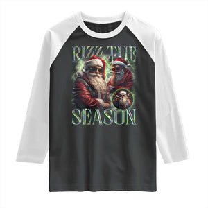 Funny Christmas Santa Raglan Shirt Rizz The Season Cool Santa TS09 Black White Print Your Wear