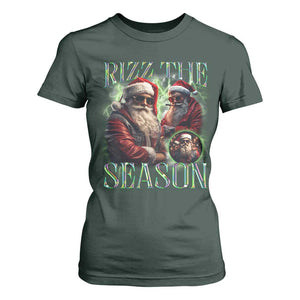 Funny Christmas Santa T Shirt For Women Rizz The Season Cool Santa TS09 Dark Forest Green Print Your Wear