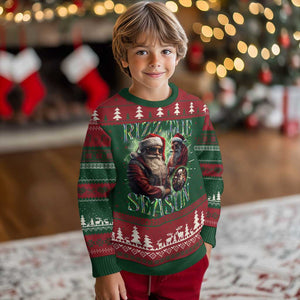 Funny Xmas Santa Ugly Christmas Sweater Rizz The Season Cool Santa TS09 Christmas Print Your Wear