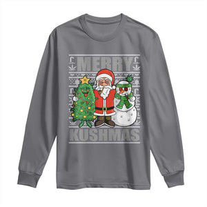 Funny Weed Christmas Long Sleeve Shirt Merry Kushmas Naughty Santa Snowman Cannabis 420 TS09 Charcoal Print Your Wear