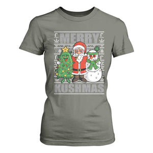 Funny Weed Christmas T Shirt For Women Merry Kushmas Naughty Santa Snowman Cannabis 420 TS09 Military Green Print Your Wear