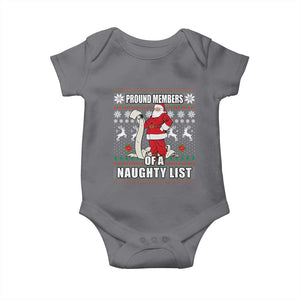 Funny Christmas Baby Onesie Proud Members Of A Naughty List TS09 Charcoal Print Your Wear