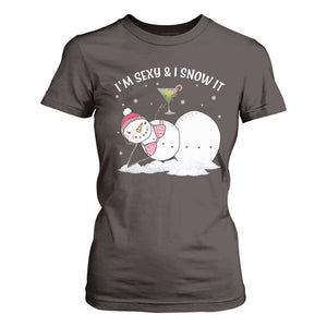 Funny Christmas Snowman T Shirt For Women I Am Sexy And I Snow It TS09 Dark Chocolate Print Your Wear