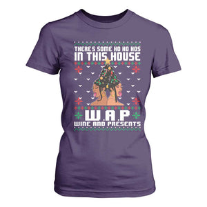 Funny Christmas T Shirt For Women There Is Some Ho Ho Hos In This House WAP Wine And Present TS09 Purple Print Your Wear